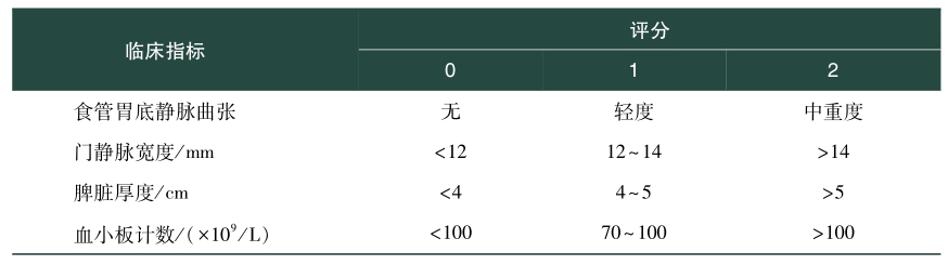 表2 术前肝硬化评分系统